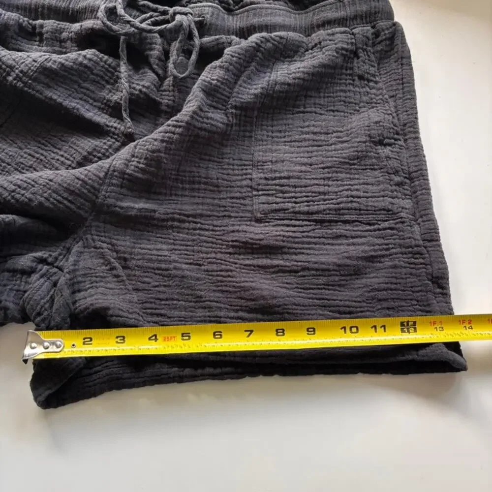 Beach Lunch Lounge Sz L Black Cotton Gauze Romper w/Pockets Travel Beach Vacay
